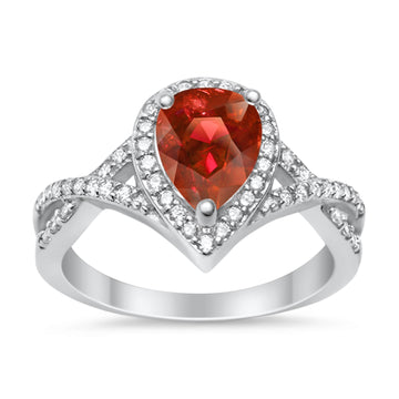 Teardrop Wedding Promise Ring Infinity Round Simulated Garnet CZ 925 Sterling Silver
